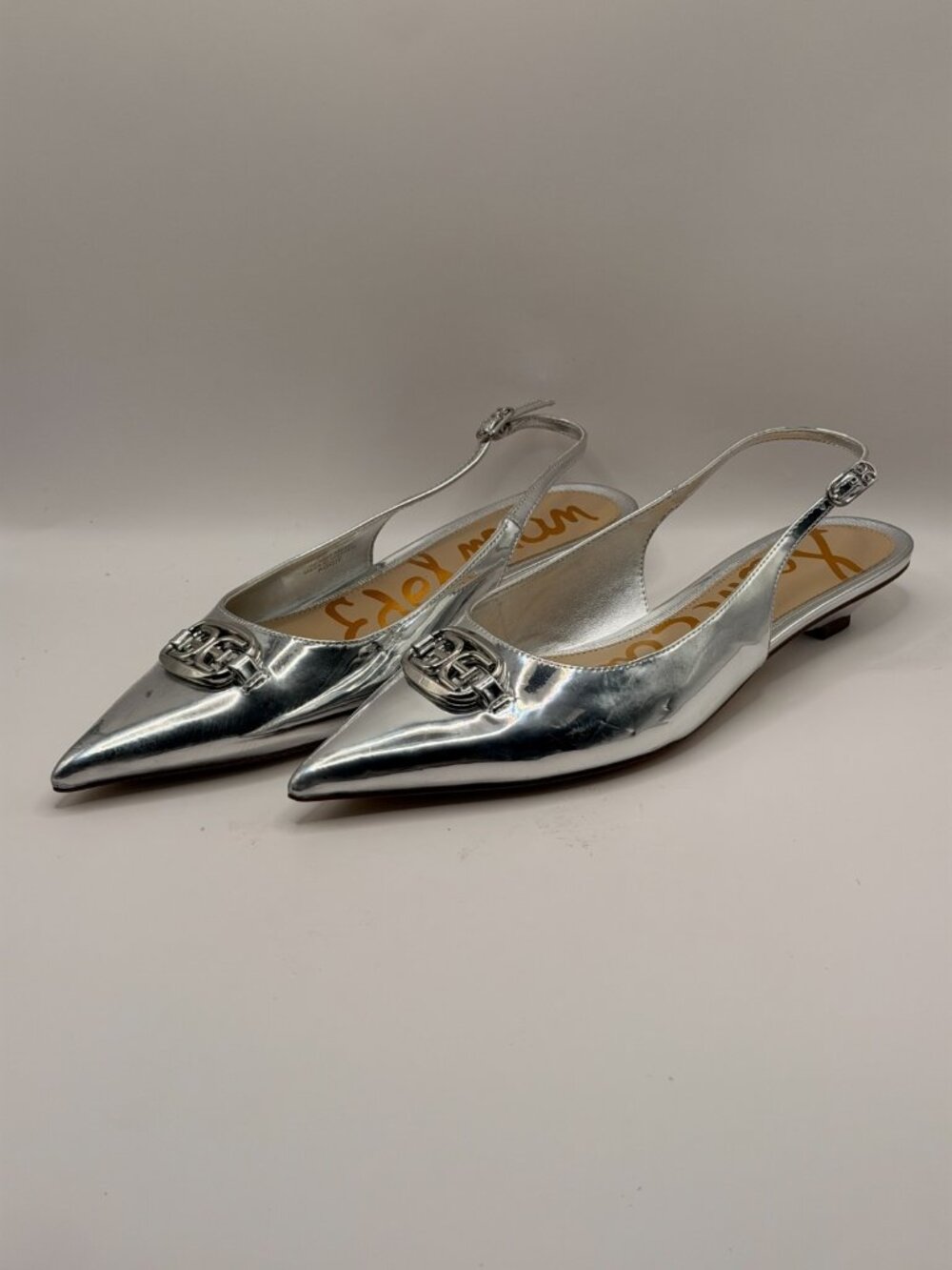Sam Edelman Womens Aggie Silver  Pointy Toe Slingback Pump Sz 9